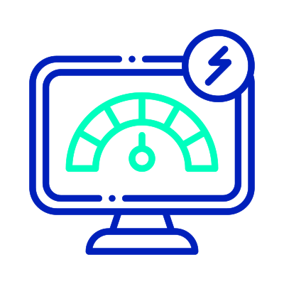 Computer dashboard displaying a performance gauge and speed indicator.