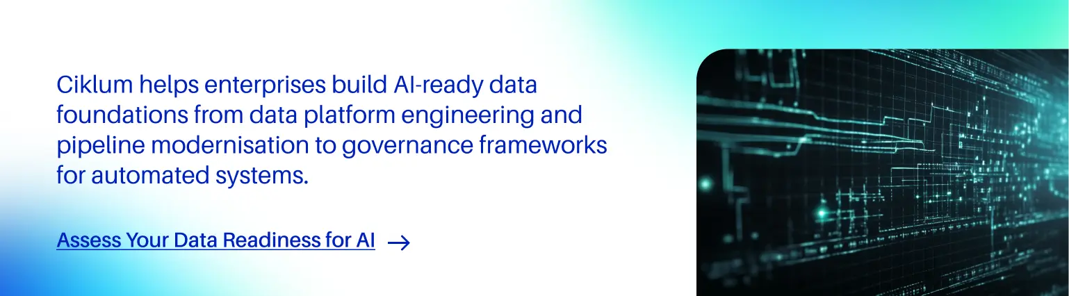 CTA banner promoting AI-ready data foundations with a link to assess data readiness for AI.